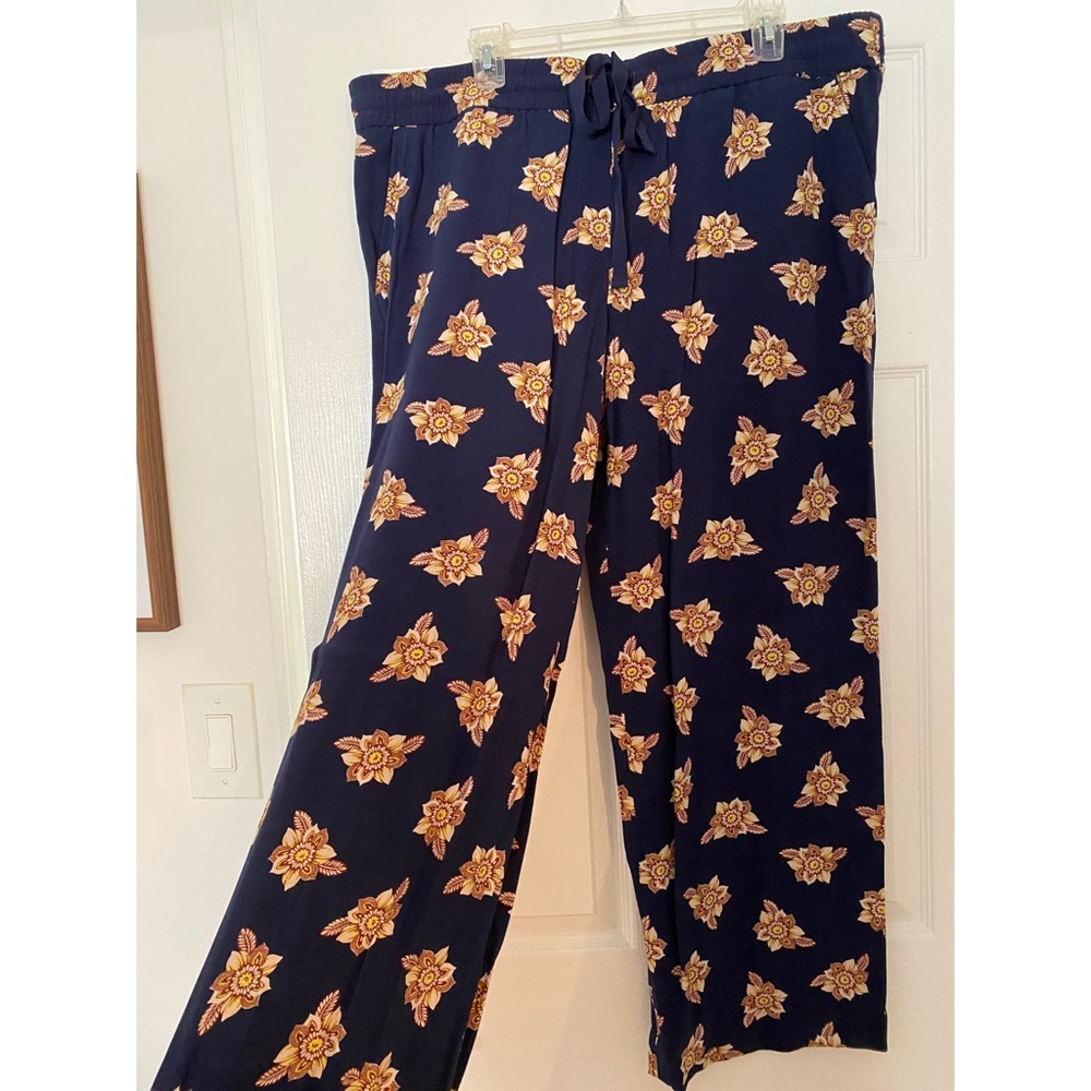 LOFT drawstring elastic waist wide leg pants